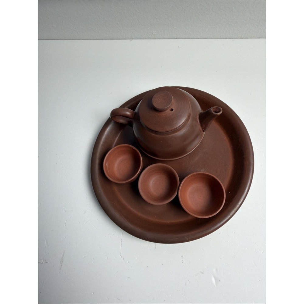 Miniature Clay Teapot small set Of 6 marked - Picture 9 of 9